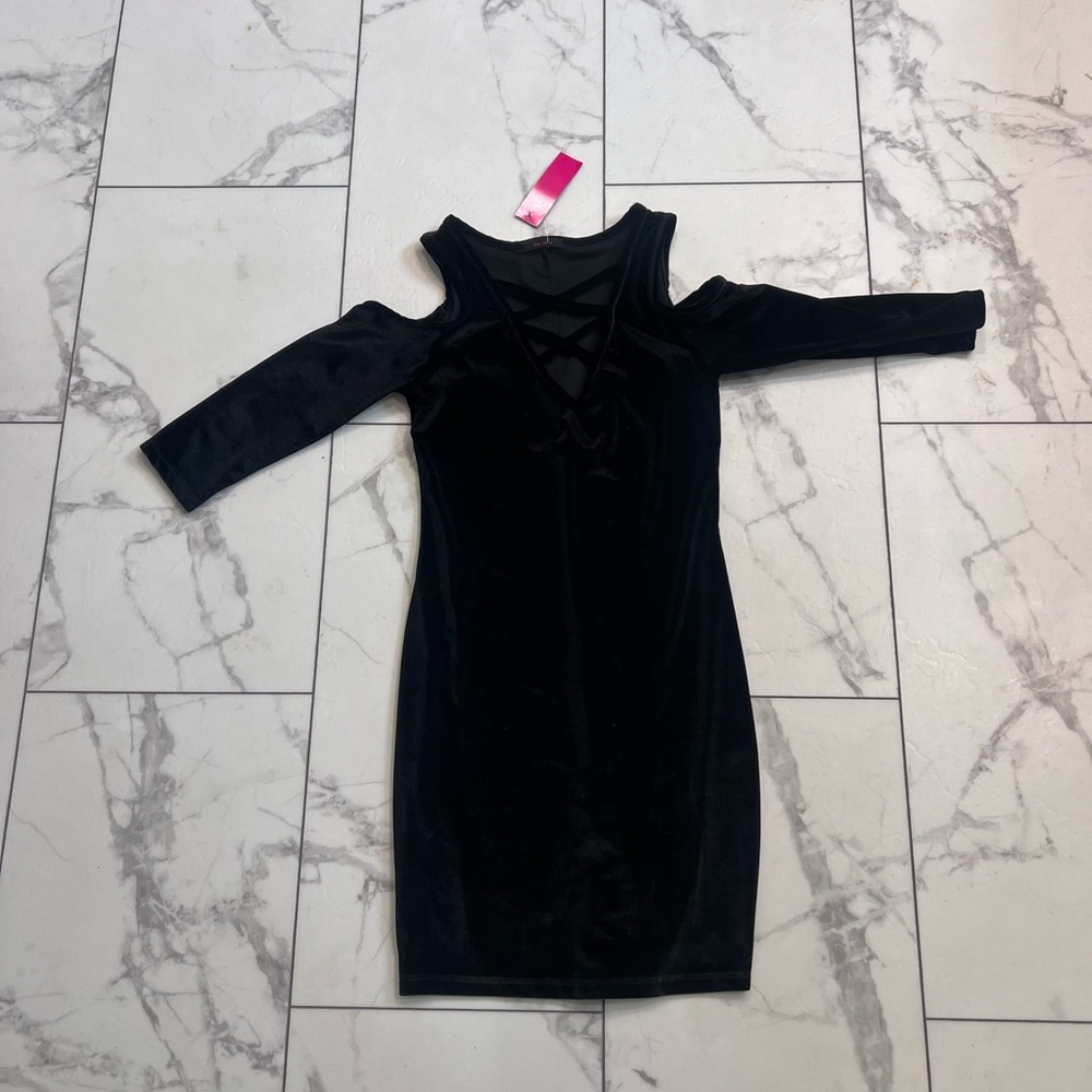 First Love Black Cold Shoulder Bodycon Dress